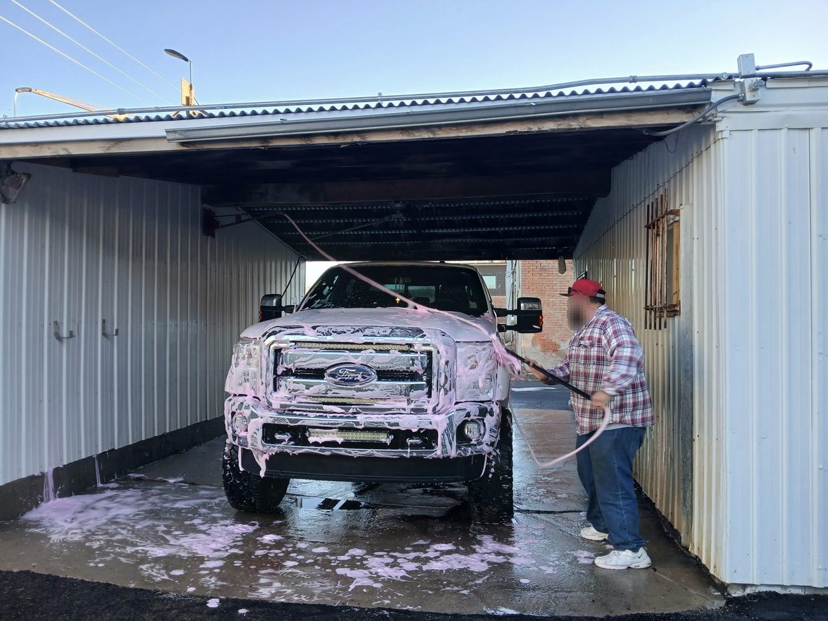 Foam brush in use at Kersey Car Wash